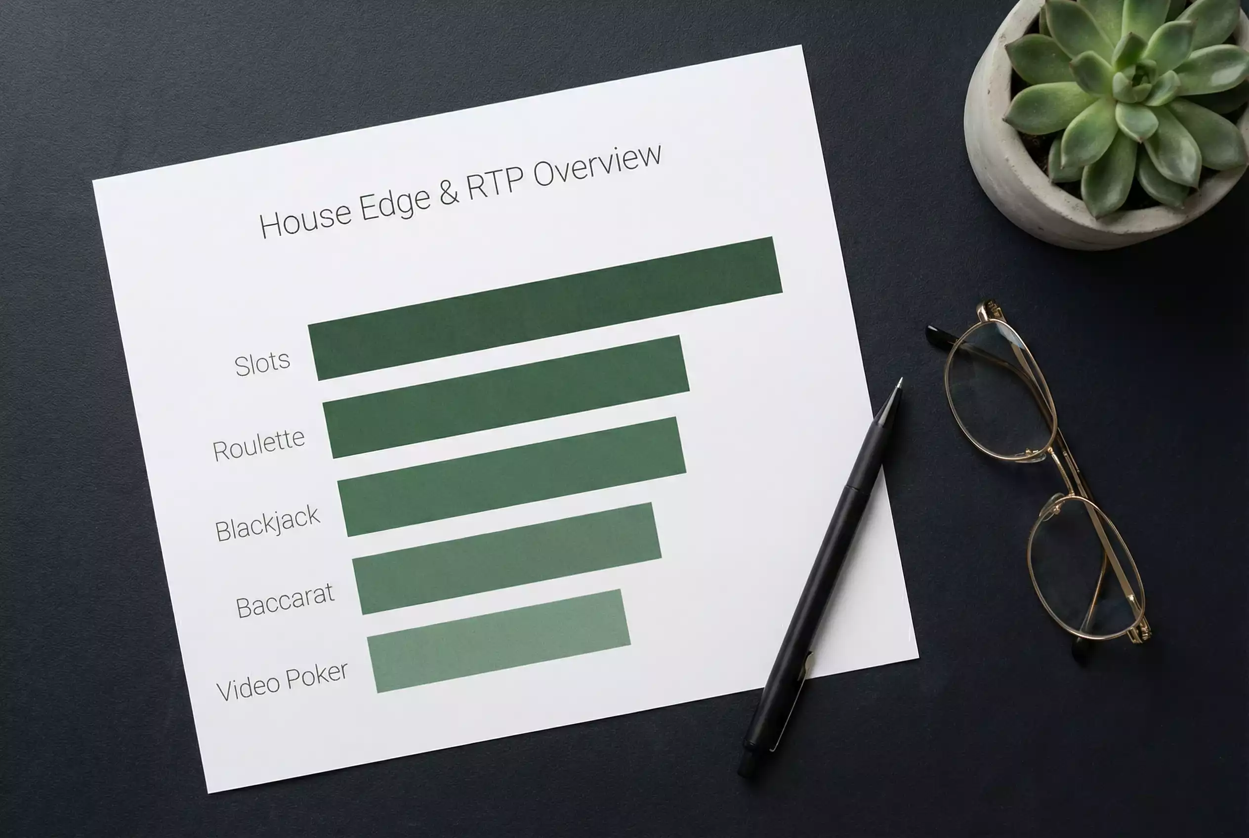 Visual explanation of house edge and RTP across different casino game types