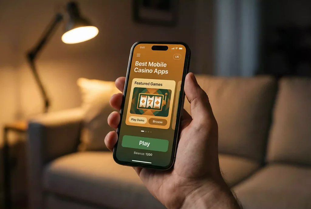 Best mobile casino apps UK — smartphone with casino game on screen