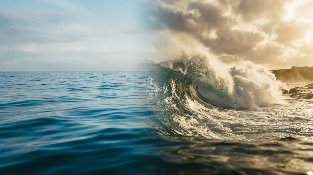 Casino game volatility — two slot machines side by side showing different payout patterns