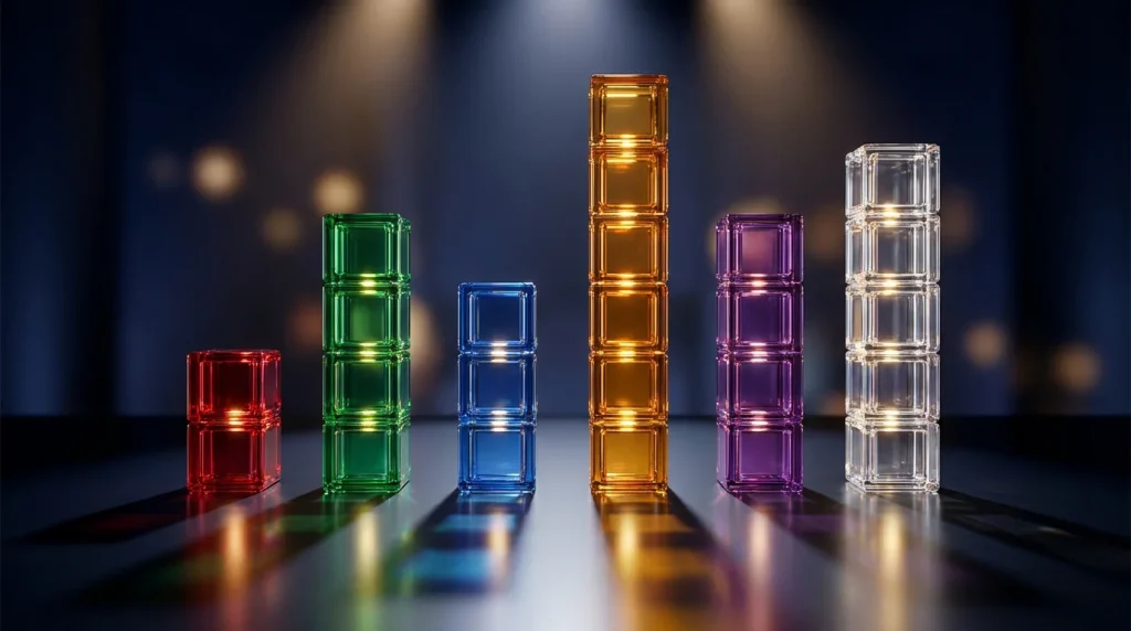 Megaways slots — six colourful reels with varying symbol heights on a dark background